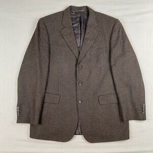 Jack Victor 43R‎ Wool Blazer Brown Houndstooth Jacket Vintage